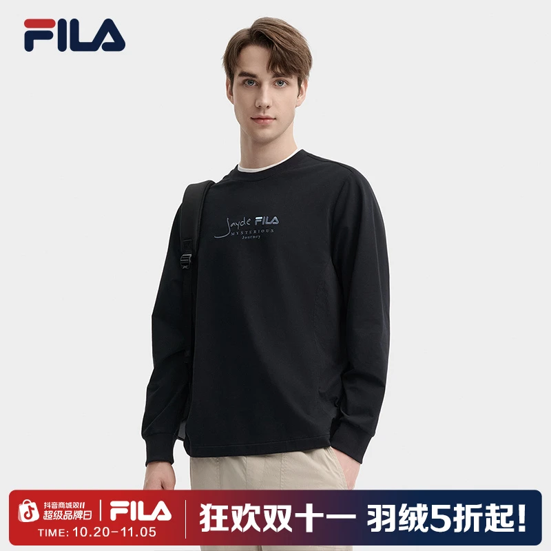 FILA斐乐男装针织长袖衫2025夏季新款休闲百搭圆领时尚F11M438205