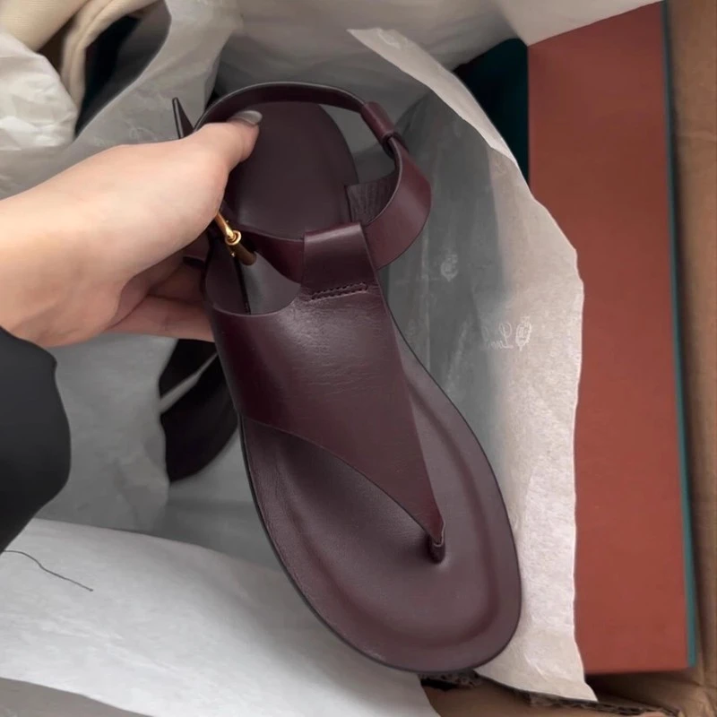 复古斜面凉鞋女2025新款百搭平底休闲罗马鞋夹脚人字凉拖夏季夹趾