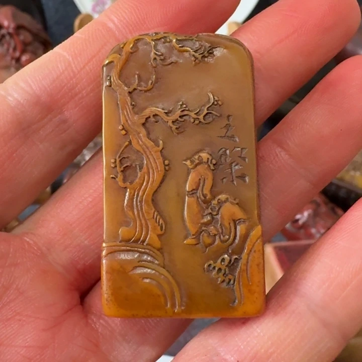 晨***画石材手工艺品摆件包邮