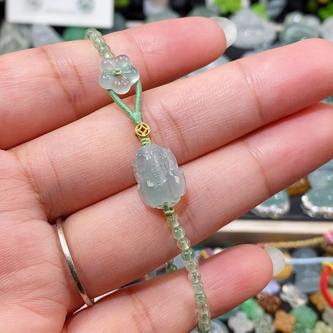 翡翠未镶嵌颈饰貔貅小花手绳15