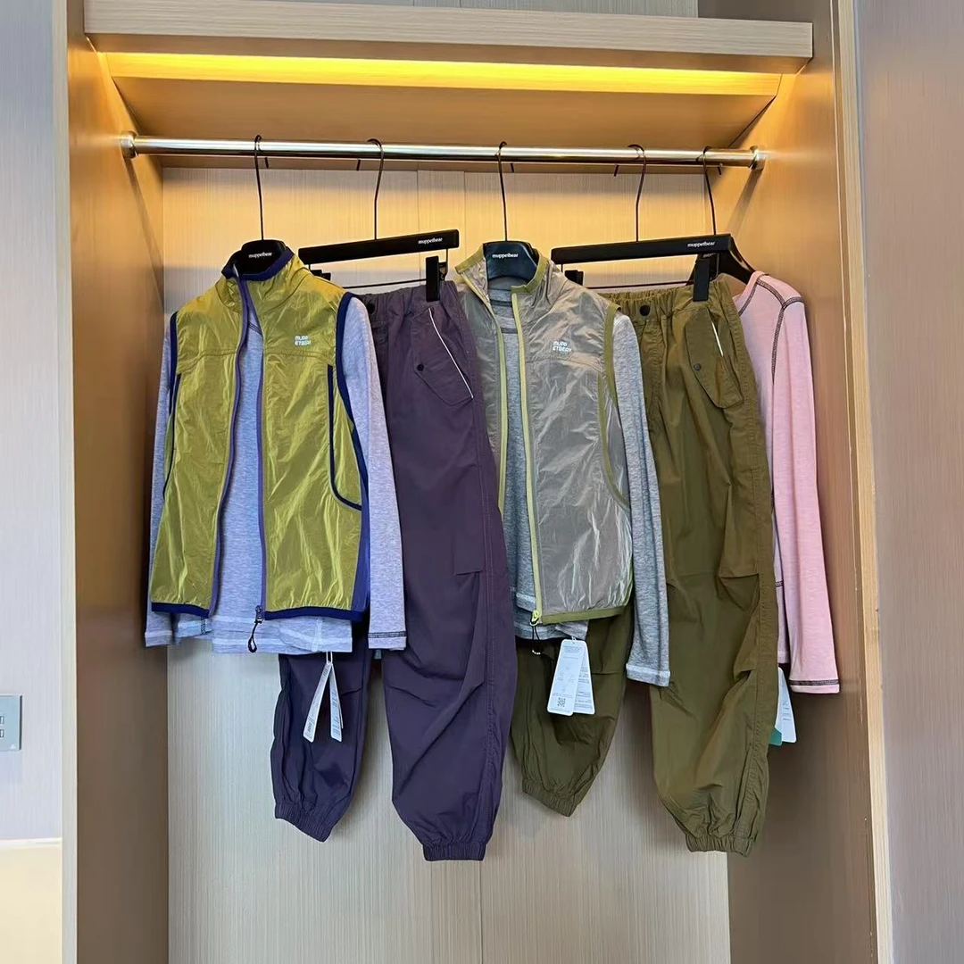 肉肉家-【可单拍三季可穿休闲两件套】儿童时尚拼色拉链马甲·工装裤