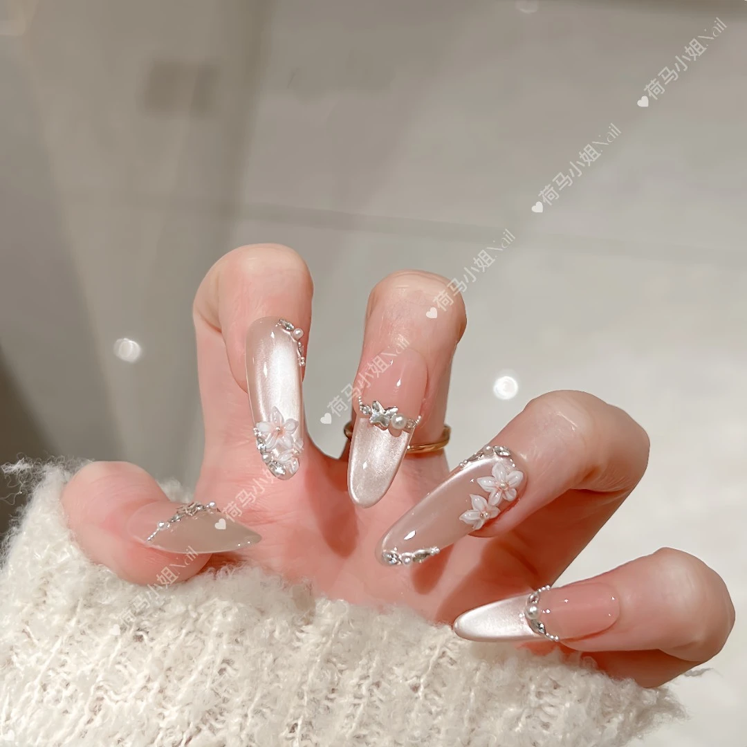 【春花汐拾】时尚清新纯欲高级感成品美甲穿戴式手工穿戴甲