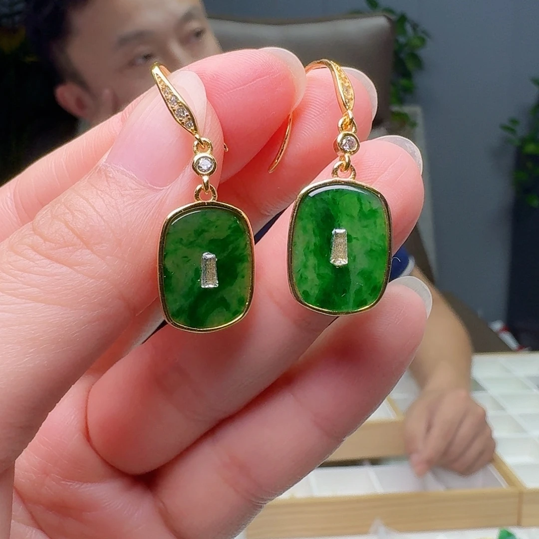 翡翠银S925镶嵌耳饰多样性发货其一