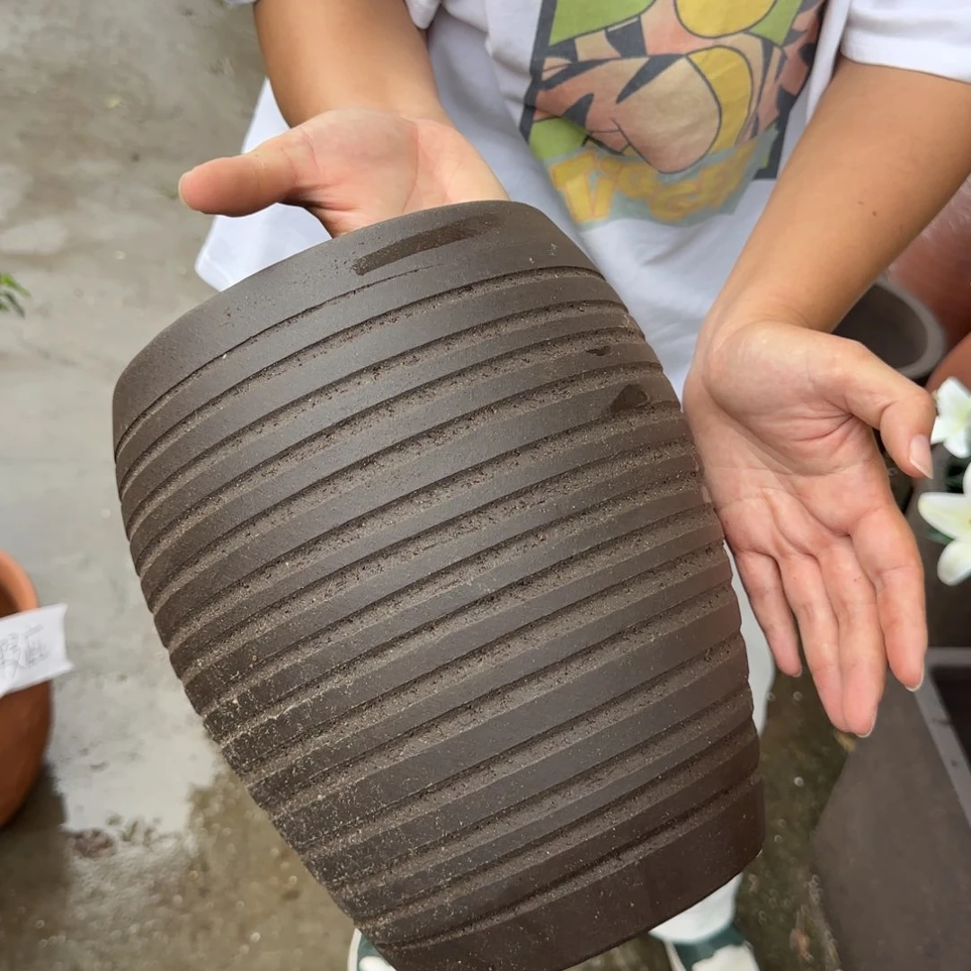 朱泥花盆口20高23宜兴紫砂