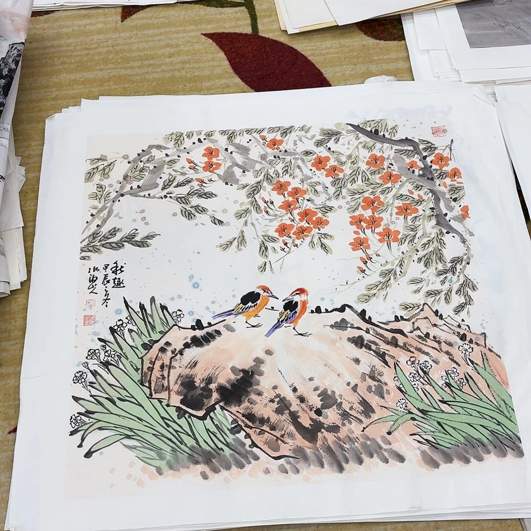 国画四尺斗方手绘作品
