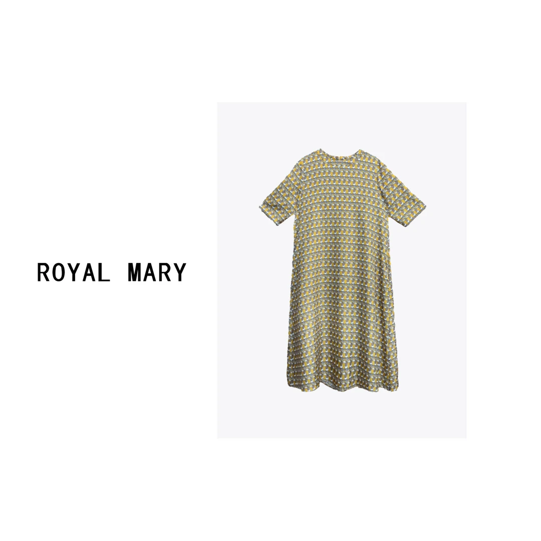ROYAL MARY高奢时尚气质优雅休闲舒适百搭印花中长款连衣裙WU087