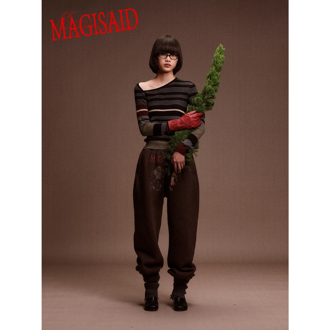 【印花卫裤】magisaid*冬季限定复古印花休闲加绒束脚卫裤