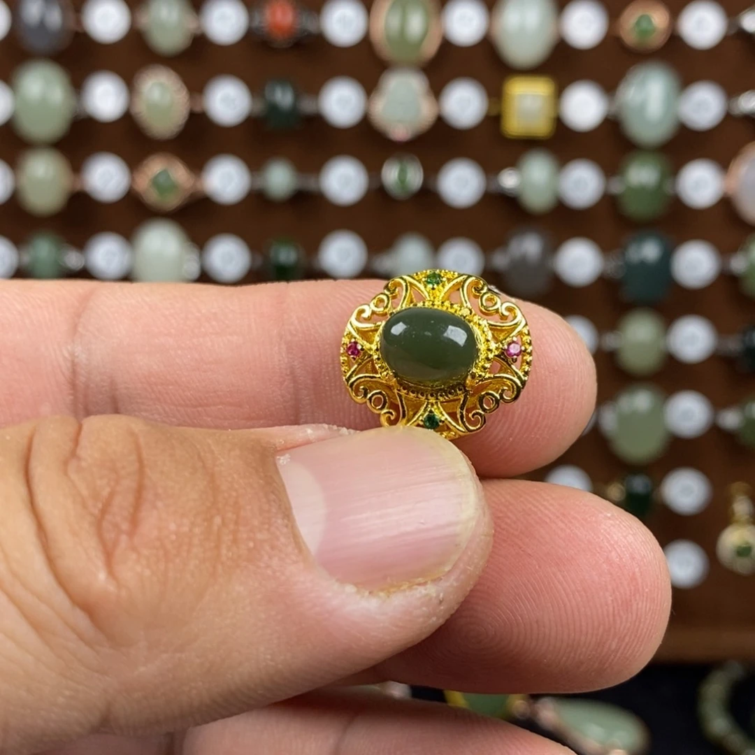 和田玉（青玉）戒指合金