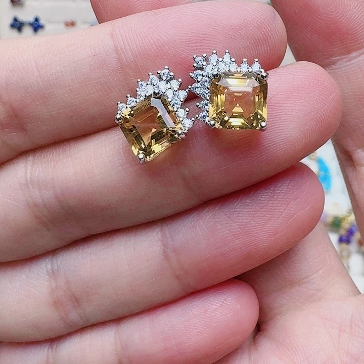 水晶耳饰银S925镶嵌耳钉A28