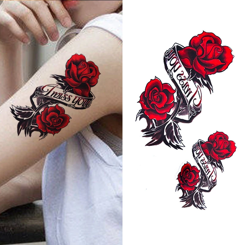【3张】大花玫瑰花朵新款纹身贴女 写真拍照防水持久不掉遮疤