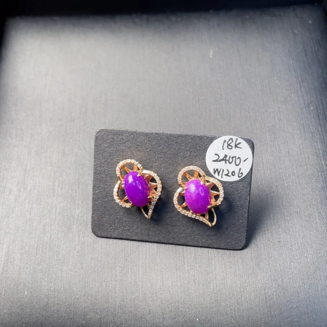 苏纪石（舒俱来）18K金镶嵌耳饰