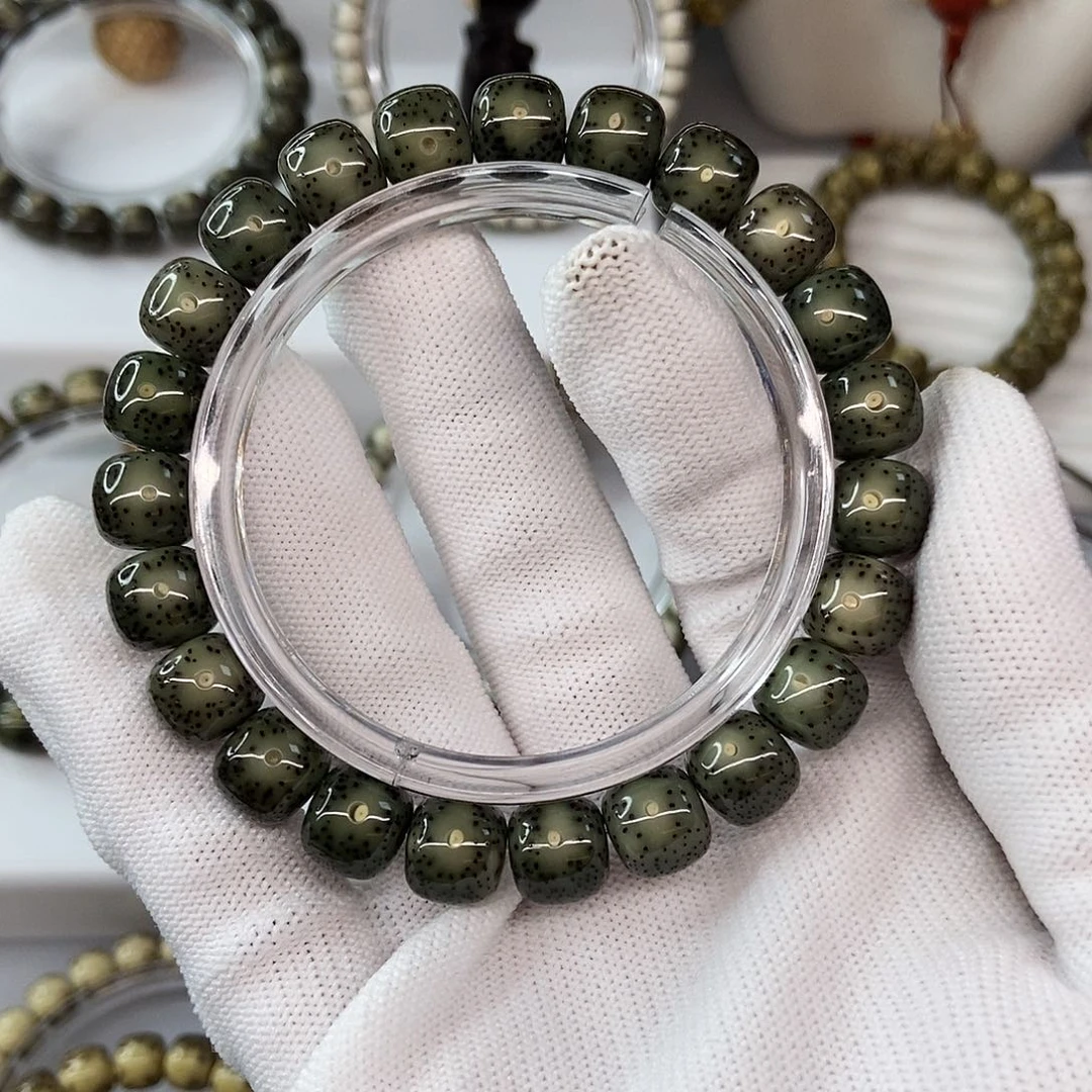 C***)星月菩提手串10翡翠绿包白32