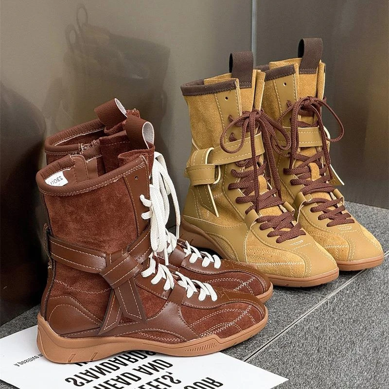 香港&PVKB张小斐吴宣仪同款猎装拳击马丁靴女秋冬新款牛皮中通短