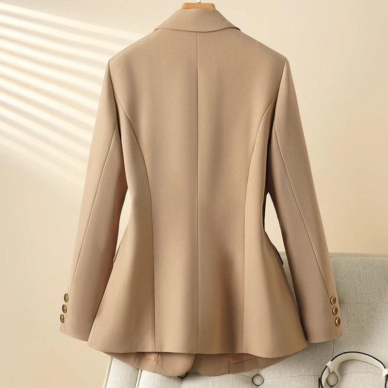 卡其色西装外套女2025春季新款高级感西服复古垫肩工装修身小西装