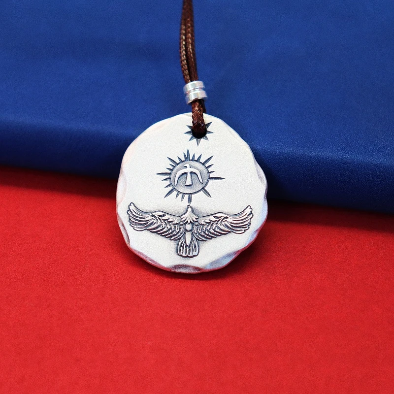 吊坠足银 【艾比银】足银999飞鹰圆形银饼