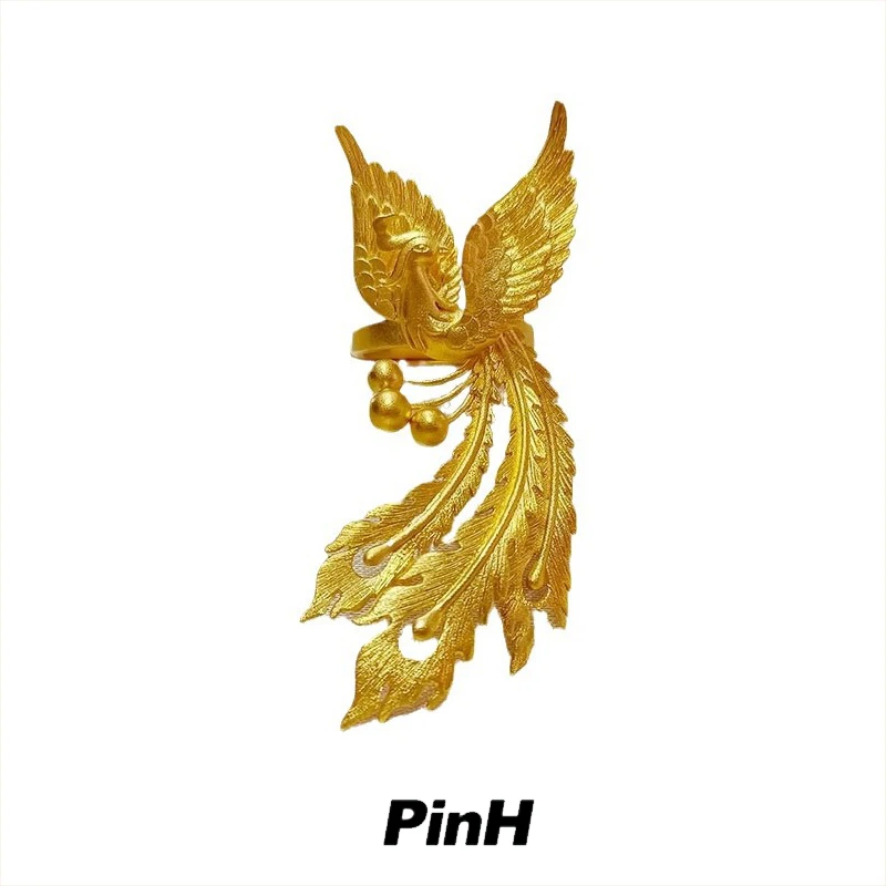 铜合金陶瓷戒指 【PinH】古法活口凤凰展翅戒指铜镀金高级感精致