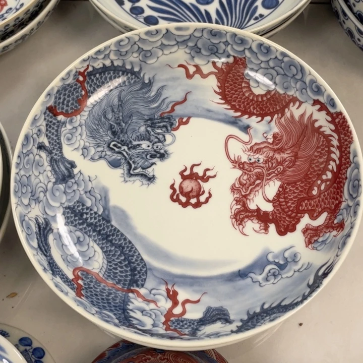 瓷片景德镇双龙戏珠大壶承新款
