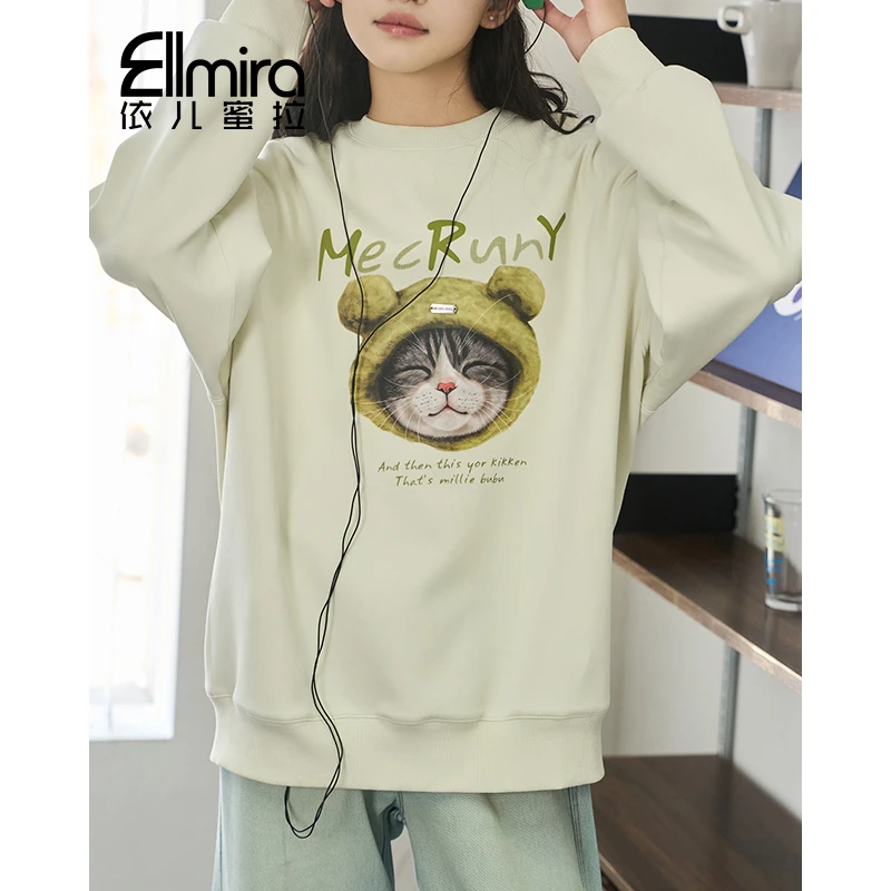 9038女童卫衣春装圆领卡通儿童上衣套头运动2025新款韩版洋气潮流