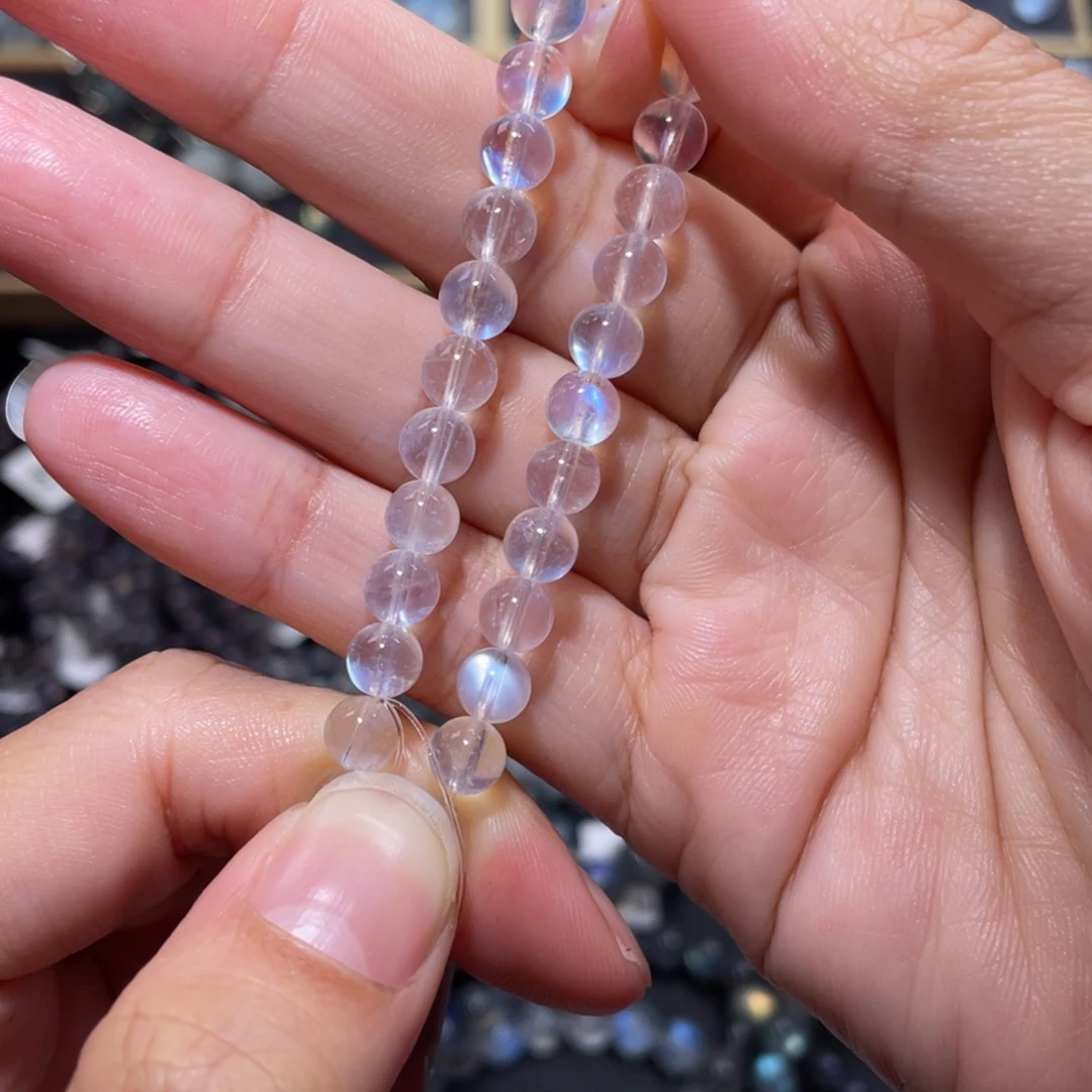 月光石手链未镶嵌鲸**湖蓝月光手链6m