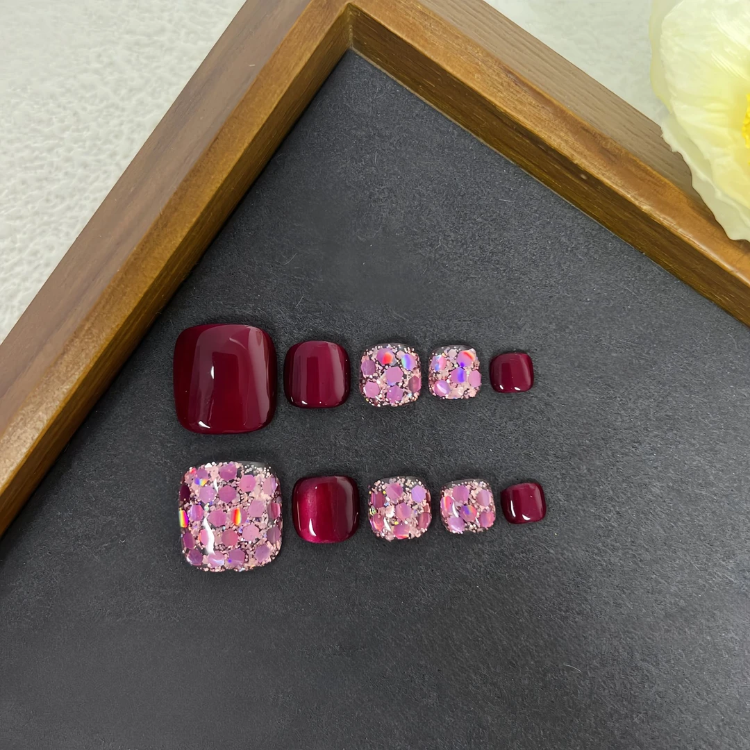 美甲熊 原创高级轻奢纯手工穿戴甲 脚甲 编号 26100