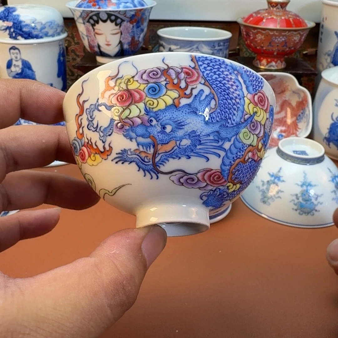 方***雄杯子景德镇全手工手绘陶瓷