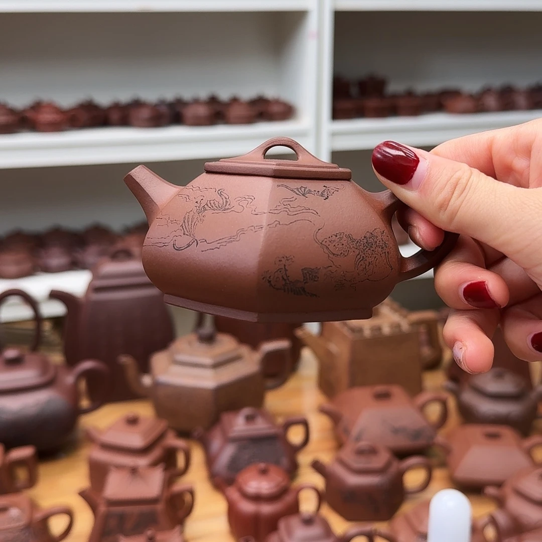 紫砂茶壶六方石瓢180cc