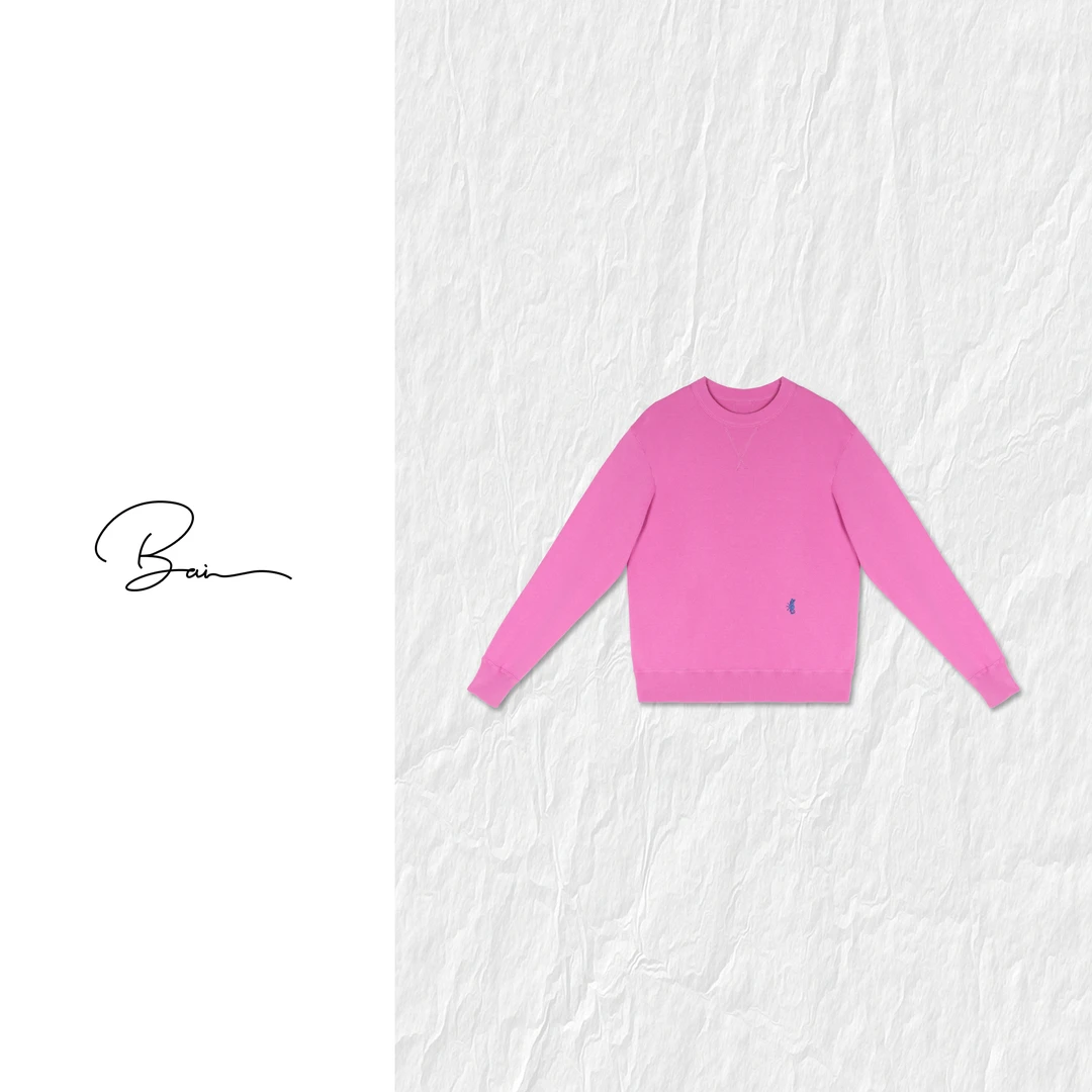 TXB “海马刺绣”棉质玫红厚织舒适百搭针织衫XB-7868