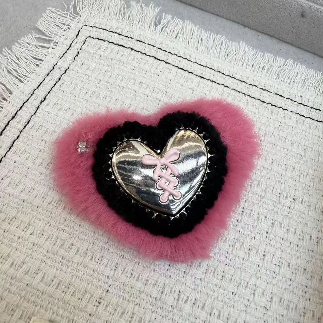 D060粉色毛毛爱心芭蕾风掰掰夹