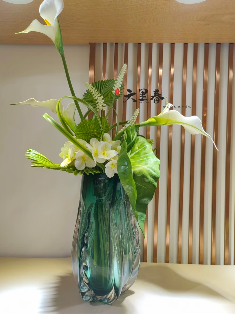 轻奢加厚玻璃花客厅高级软装饰瓶插花
