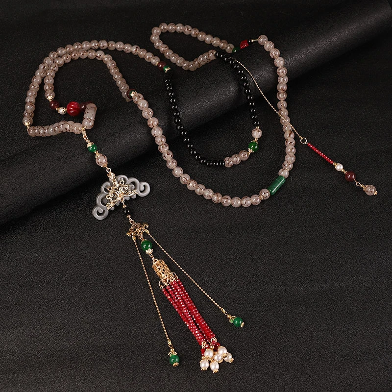 铜合金琉璃吊坠 新中式古风云背璎珞饰品旗袍汉服项链马面裙配饰