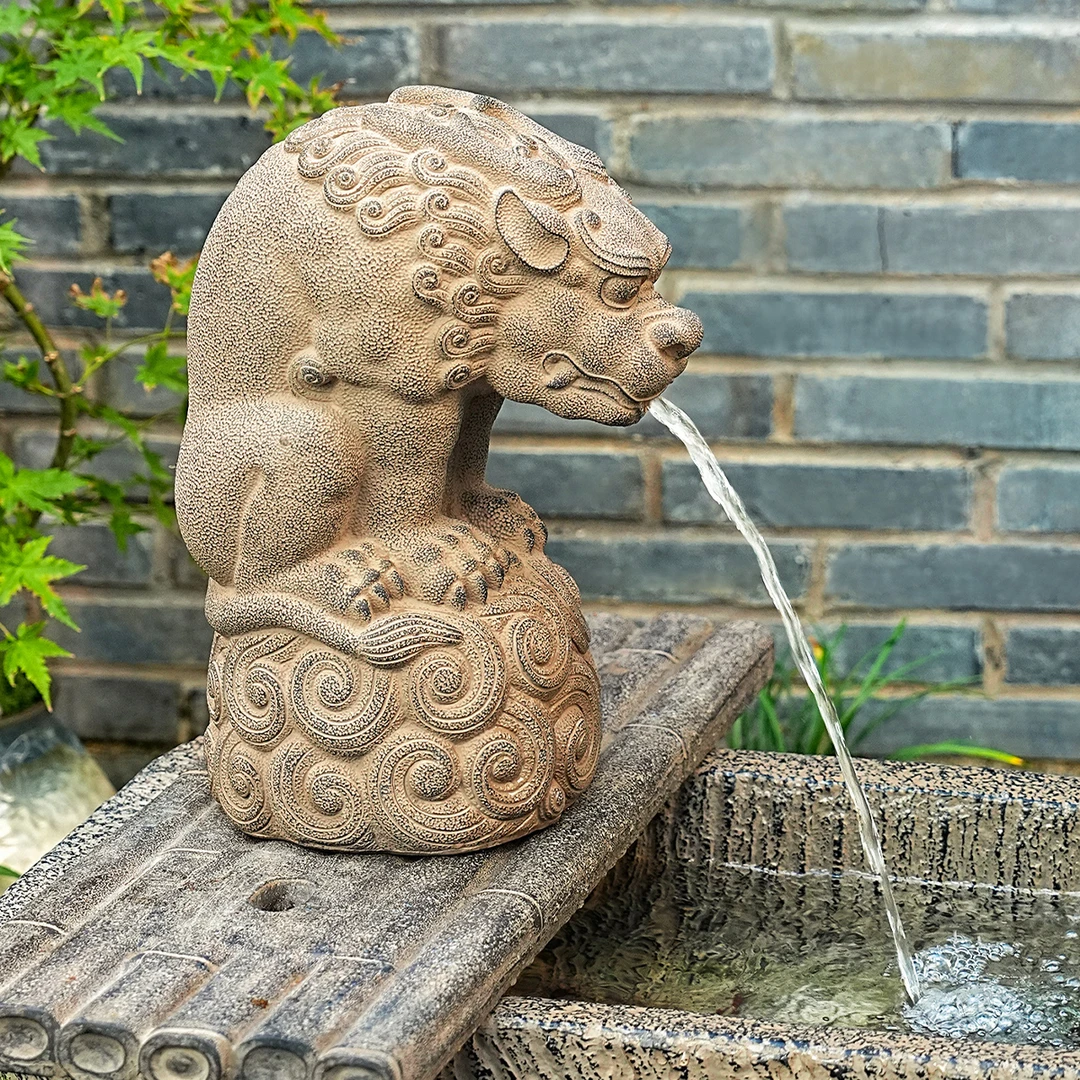 花园水池造景装饰户外庭院鱼缸水循环流水器吸水兽中国风中式摆件