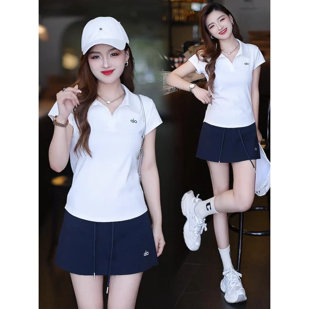 时尚休闲套装女2025夏季新款洋气显瘦POLO衫半身裙裤裙运动两件套