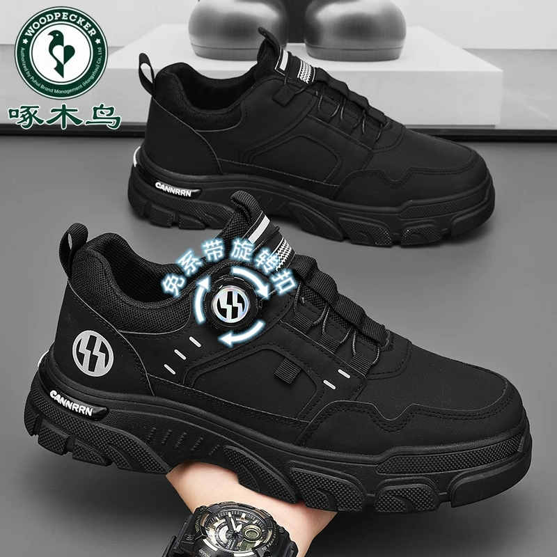 【正品啄木鸟】鞋子男款2025新款春季休闲板鞋男百搭运动潮鞋工装靴