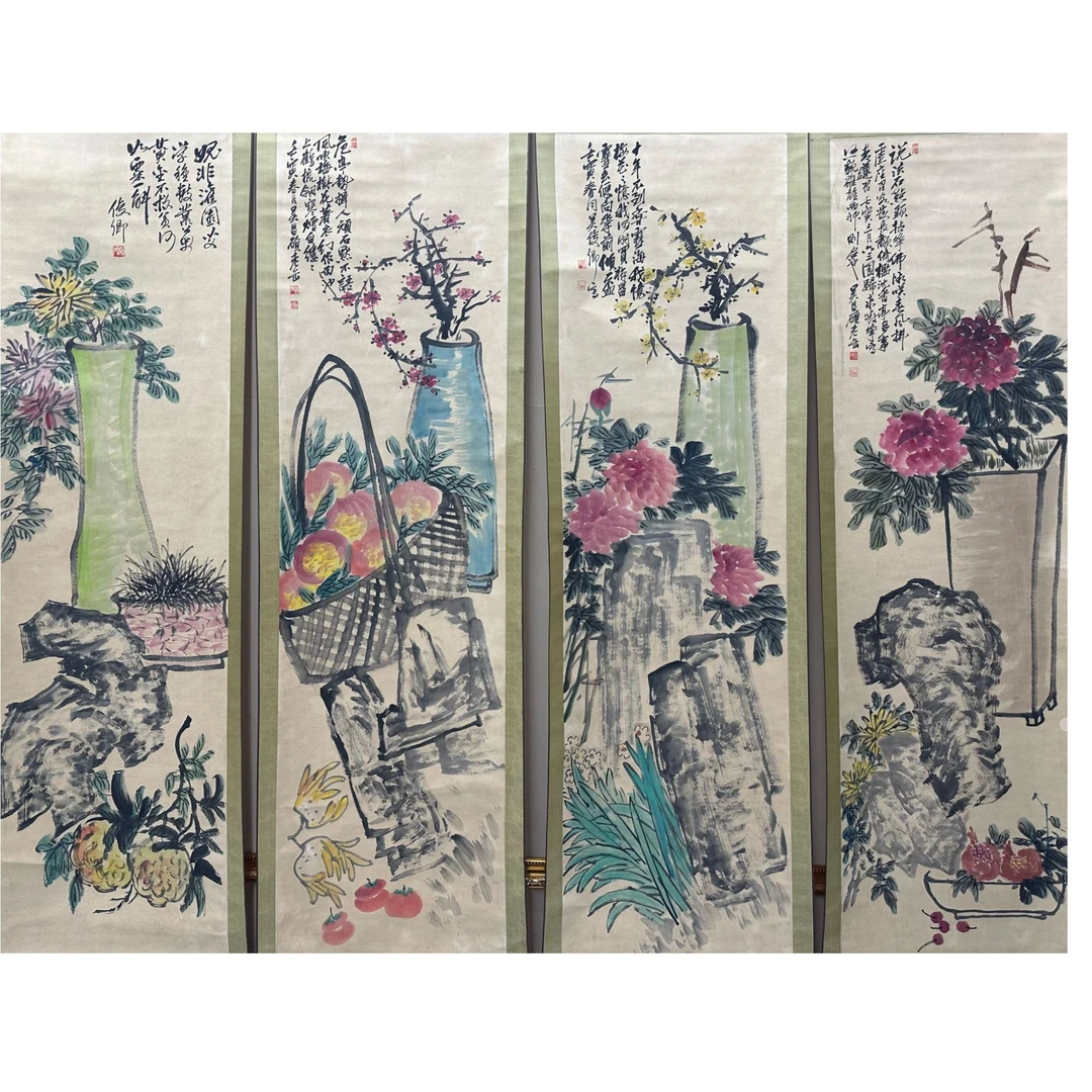 《花卉四条屏》47X179cmx4-WX5-143