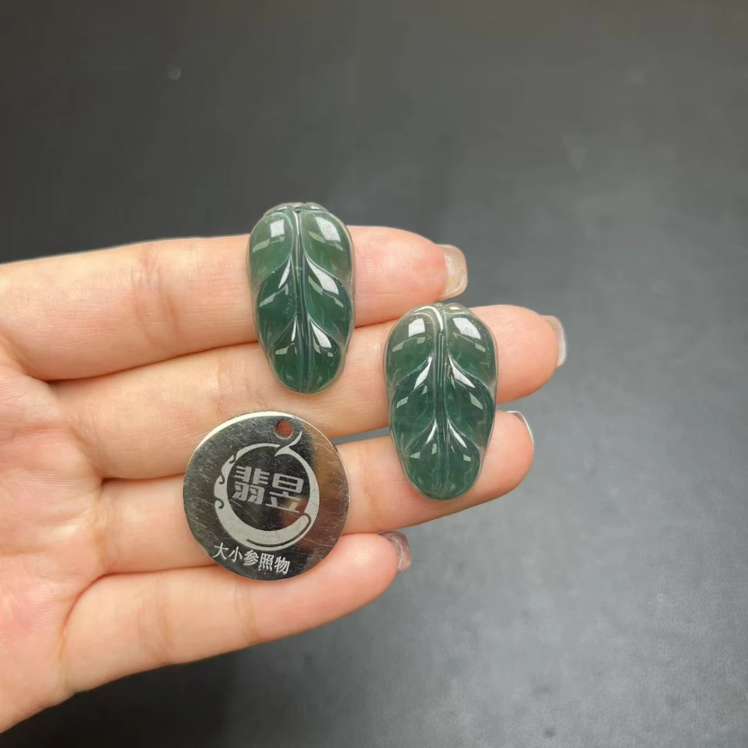 翡昱-B4-16187-天然A货翡翠叶子吊坠-多样性发其一C