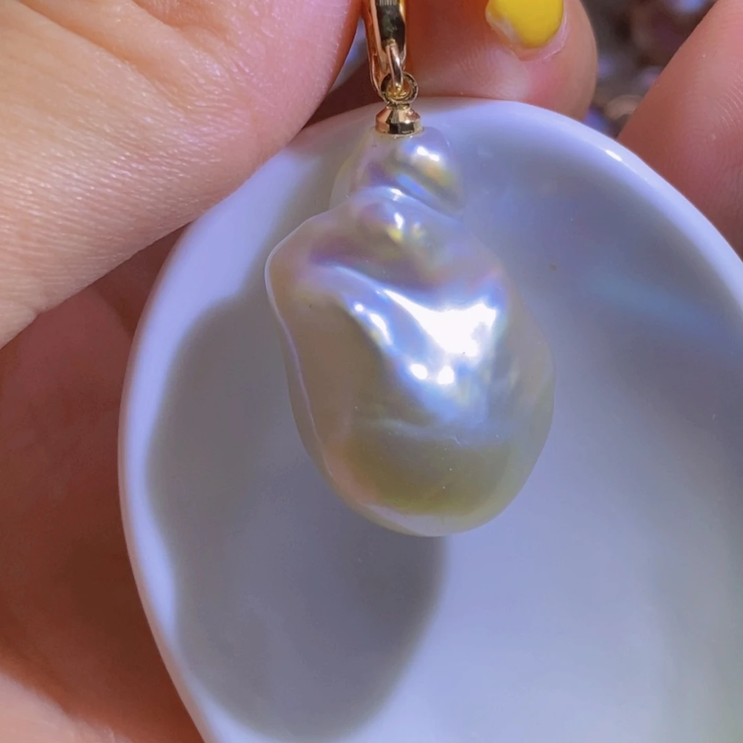 银S925镶嵌淡水珍珠天然淡水珍珠无染色无优化