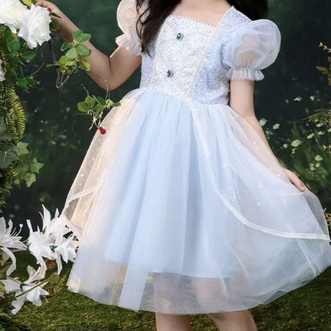 女夏装蓬蓬裙连衣裙裙子童装冰雪公主裙子碎花