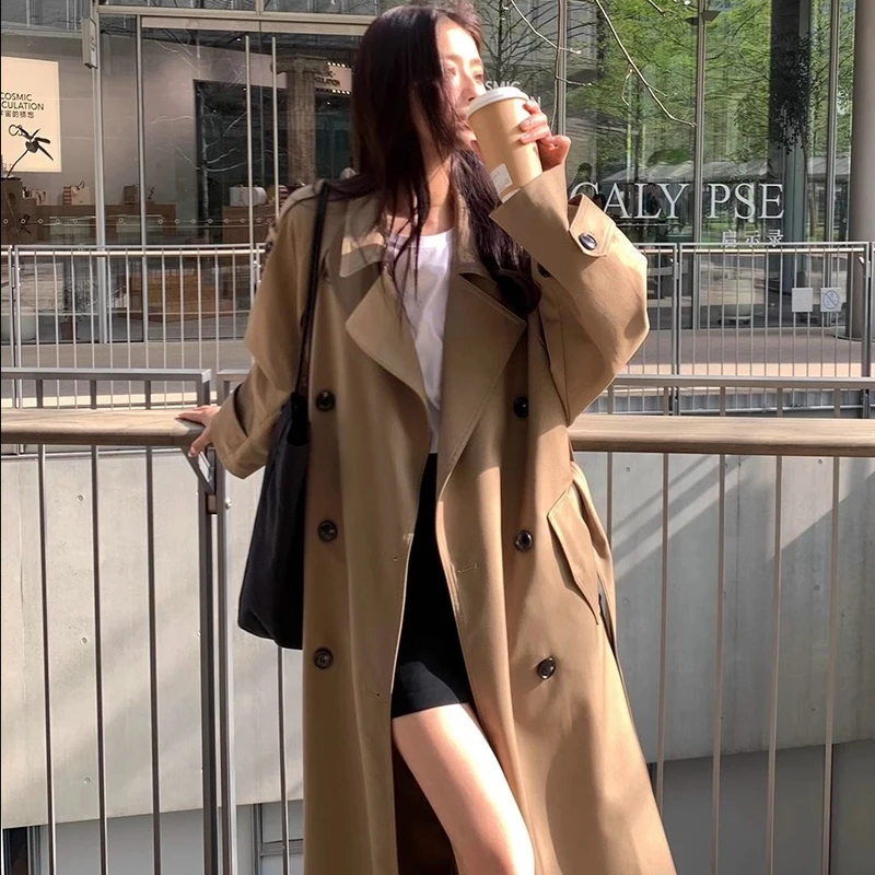 FY32巴黎旧梦双排扣风衣外套女2025春秋新款经典高级感中长款气质