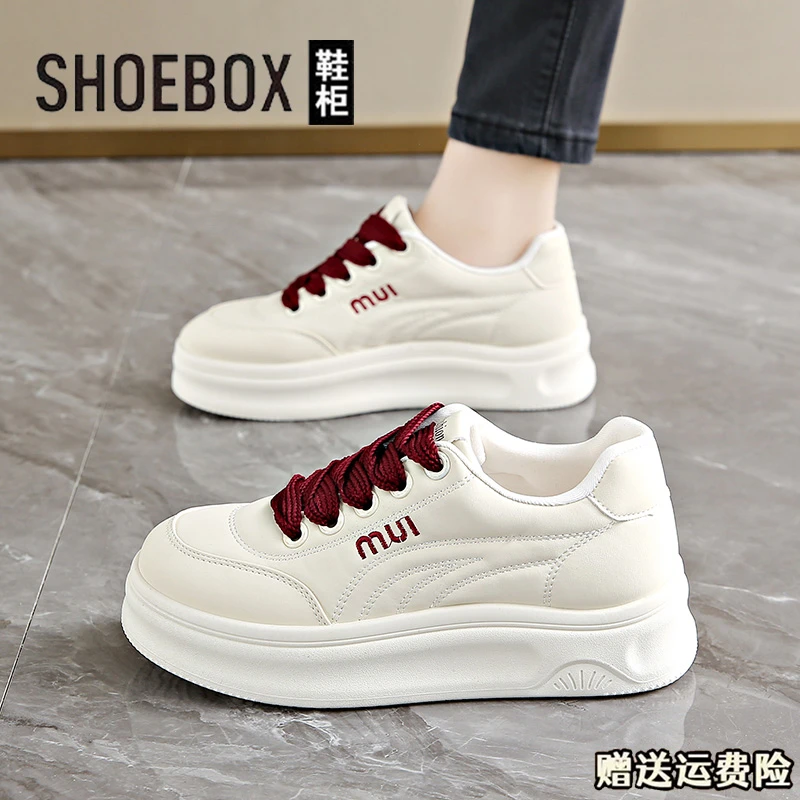 SHOEBOX鞋柜小白鞋女2025春季新款厚底松糕高休闲鞋透气运动鞋