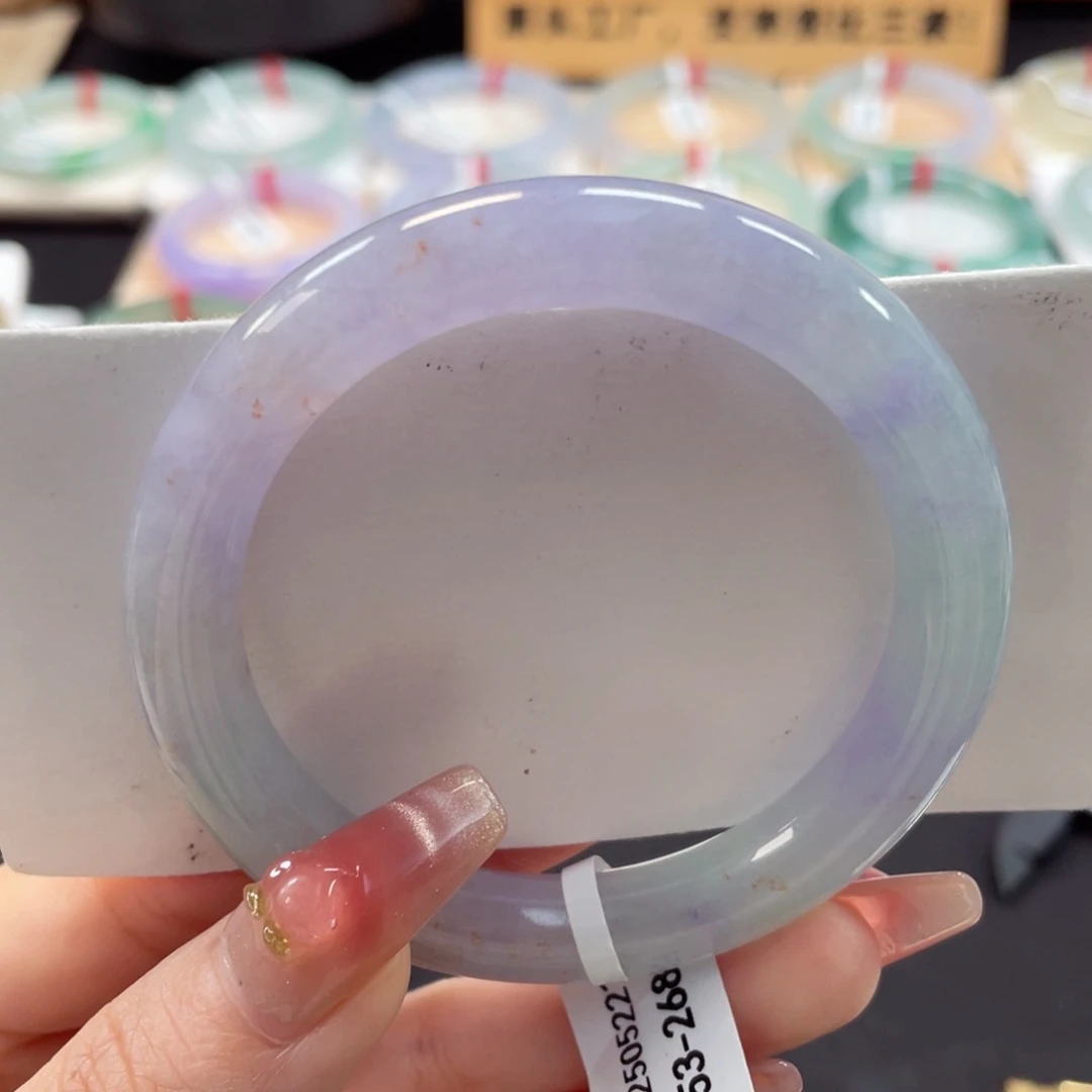 翡翠手镯未镶嵌53冰三彩晚霞紫27号