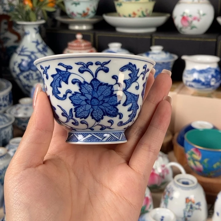 杯折葵非器缠枝莲撇口杯