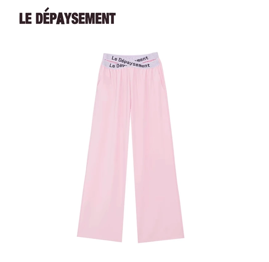 【毛晓彤同款】Le Depaysement交叉腰带高腰长裤宽松休闲直筒裤子