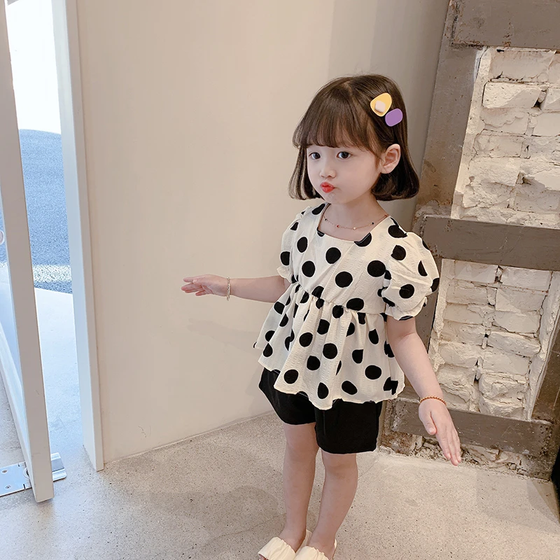 【本妈】韩版女童夏季可爱洋气圆点娃娃衫上衣+短裤两件套21X041 15