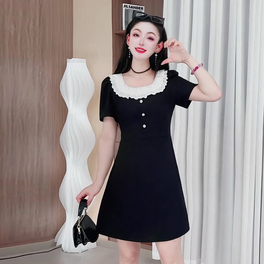 3667夏季蕾丝连衣裙气质法式高级感的裙子赫本风减龄显瘦大码女装