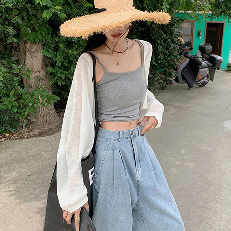 蝙蝠袖防晒开衫透气短款宽松女夏季外搭披肩开衫显瘦长袖罩衫