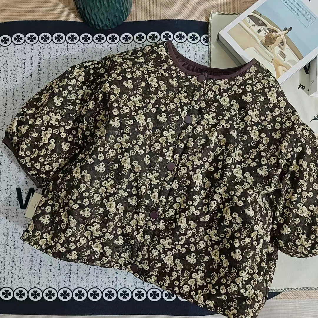 C72女童森系加绒两面穿碎花外套