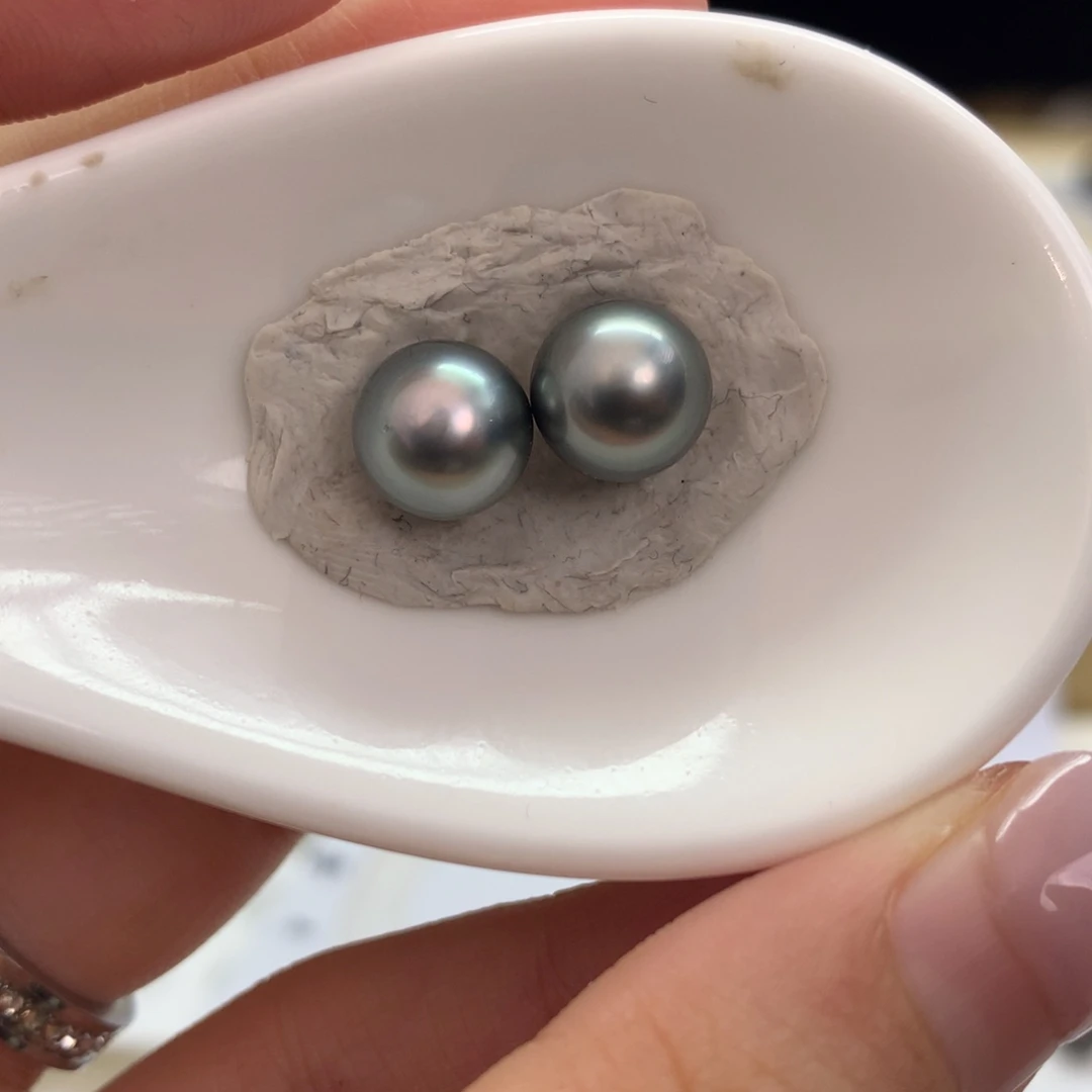 海水珍珠未镶嵌近圆铂金灰8.9