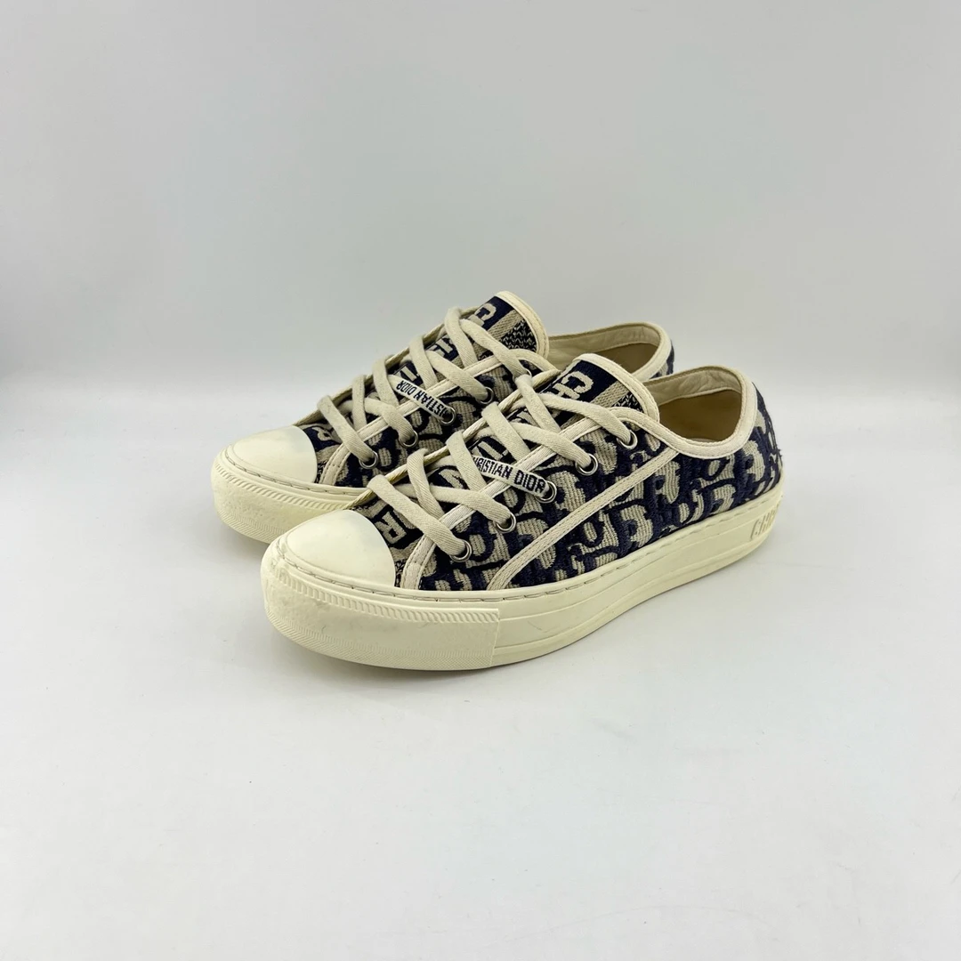 95新 DIOR/迪奥 36.5码/满印刺绣字母鞋舌低帮板鞋/11377347