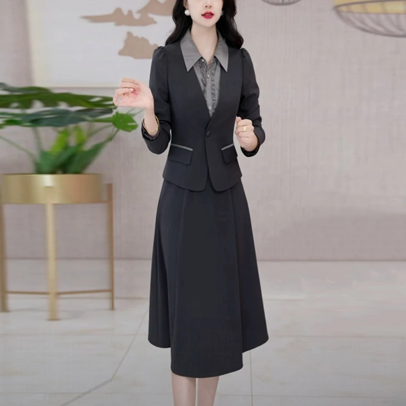 轻奢时尚优雅小西装套装连衣裙2025秋季新款高级感显瘦两件套裙子