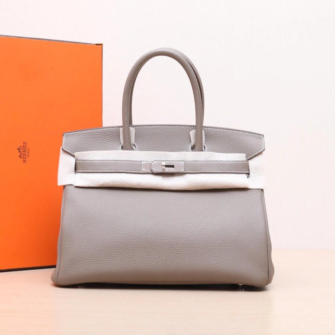 99新 Hermes/爱马仕 活动【小花Han】Birkin 30大象灰 Togo皮 X刻包